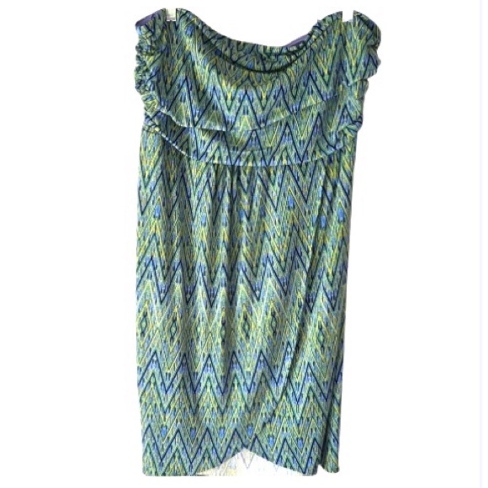 Jennifer Lopez Strapless Dress in Green and Blue NEW XL